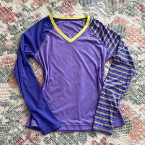 Fila Purple and Blue Long Sleeve Athletic Tee